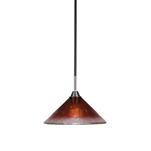 Toltec Lighting Paramount 1 - Light Pendant in  Matte Black/Brushed Nickel with 12" Raspberry Crystal Shade - 1 of 1