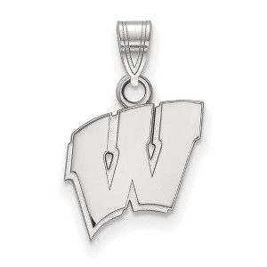 Black Bow Jewelry Sterling Silver Wisconsin Badgers NCAA Small Pendant - 1 of 3