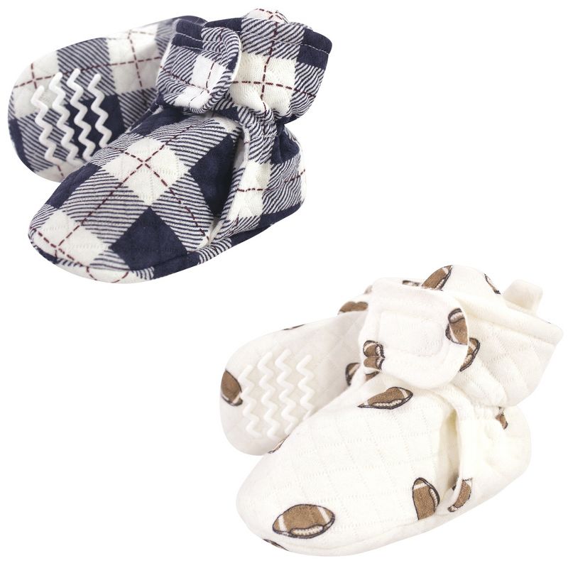 Hudson Baby Infant and Toddler Boy Quilted Booties 2pk, Football, 1 of 4