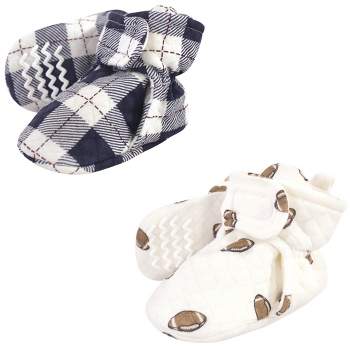 Hudson Baby Infant and Toddler Boy Quilted Booties 2pk, Football