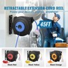 VEVOR Retractable Extension Cord Reel, 45 FT, Heavy Duty 12AWG/3C SJTOW Retractable Power Cord with Lighted Triple Tap Outlet, Black - 3 of 4