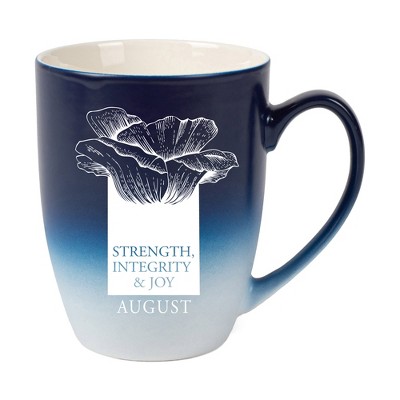 Elanze Designs Strength Integrity And Joy Two Toned Ombre Matte Navy Blue and White 12 ounce Ceramic Stoneware Coffee Cup Mug