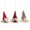 NORTHLIGHT 3ct Skiing Gnome Christmas Ornament Set 4" - Red/Gray - image 2 of 4