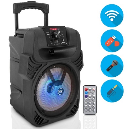 Pyle PPHP844B 400 Watts Portable Indoor Outdoor Bluetooth Speaker System  with Rechargeable Battery and Flashing Party Lights