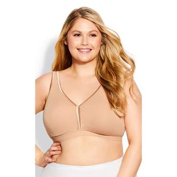  Womens Front Closure Bras Plus Size Lace Full Coverage  Underwire Unlined Bra Beige 40DD