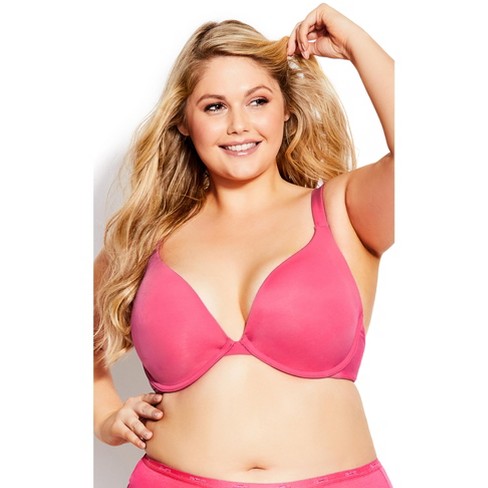 Avenue  Women's Plus Size Fashion Plunge Bra - Hot Pink - 44c