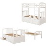 NicBex Twin over Twin Bunk Bed Convertible Pine Triple Bed Frame with Trundle, 3 Drawers, Ladder and Guardrail, No Box Spring Required - 3 of 4