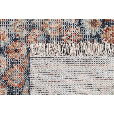 Hand Knotted Blue Wool Floral 5' x 8' Rug