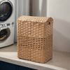 JANSNO Rectangular Woven Resin Wicker Laundry Hampe with Lid -  For Clothes, Toys, and Book Storage, Natural - 2 of 4