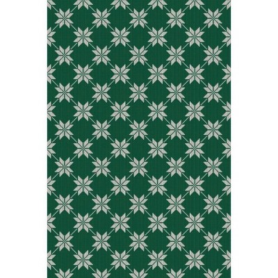 Checkered Festive Christmas Leaf Pattern Rectangular Rug Holiday Decor for Living Room Cozy Seasonal Mat Carpet