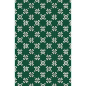 Checkered Festive Christmas Leaf Pattern Rectangular Rug Holiday Decor for Living Room Cozy Seasonal Mat Carpet - 1 of 1