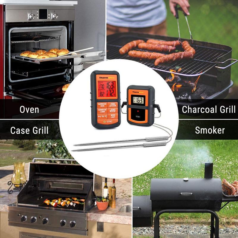 ThermoPro TP08BW Remote Meat Thermometer Digital Grill Smoker BBQ Thermometer with Two Probes, 5 of 7