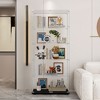 Racxily Tempered Glass Display Cabinet, Wine Cabinet, Storage Cabinet, File Cabinet with LED, Lock on Door, Tempered Glass Top, Casters at Bottom - 3 of 4