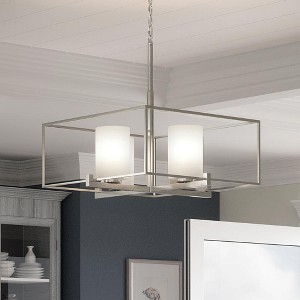 Urban Ambiance Luxury Minimalist Chandelier,  12.875"H x 21.625"W,  Brushed Nickel Finish, UHP3120 - 1 of 4