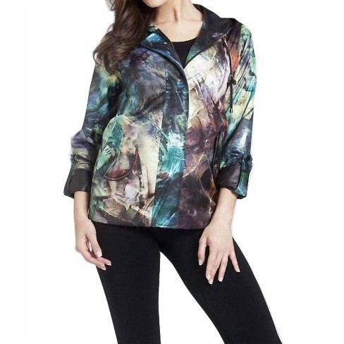 Women's Watercolor Hooded Rain Jacket - ANGEL - image 1 of 2