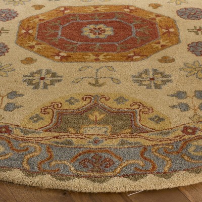 Elegant Heritage Multicolor Hand-Tufted Wool Square Rug 6' x 6'