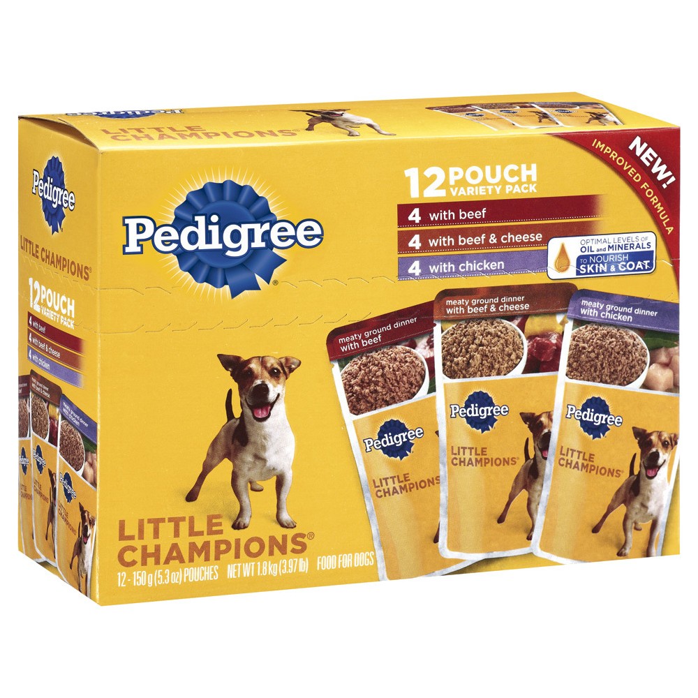 UPC 023100272207 product image for Pedigree Little Champions Traditional Ground Beef Dinner 5.3 oz Pouches, 12 pack | upcitemdb.com