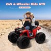 Red 24V Kids Ride On ATV 4WD Electric Quad Vehicle With Dual Motors Large Battery Bluetooth Music Led Lights Full Metal Suspension Eva Tires And Adju - 4 of 4