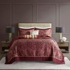 Gulches 5 Piece King Jacquard Bedspread Set with Throw Pillows,Burgundy - 2 of 4