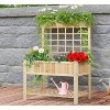 Gulches 88 Qt Natural Wood 2 Tier Planter with Back Grid Indoor Outdoor (46x22x64 in) 1-Pack - 4 of 4