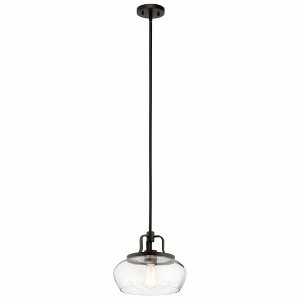 Davenport 10.5" 1 Light Convertible Pendant or Semi Flush with Clear Glass and Olde Bronze - 1 of 4