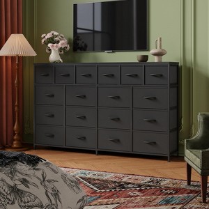 18 Dresser for Bedroom, Chest of Drawers with Fabric Bins, Accent Dresser Chest Organizer with Steel Frame, Clothes Storage Organizer for Hallway - 1 of 4