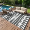 Outside Rug Modern Striped Plastic Straw Rug, Outdoor Reversible Rug, Waterproof UV-Resistant Carpet for Patio, Deck, Backyard - 3 of 4