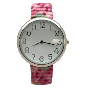 Olivia Pratt Big Dial Easy Reader Watch Printed Elastic Stretch Band Wristwatch Women Watch - 1 of 3