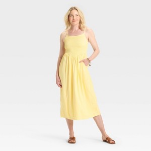 Women's Smocked V-Waist Midi Dress - A New Day™ - 1 of 3