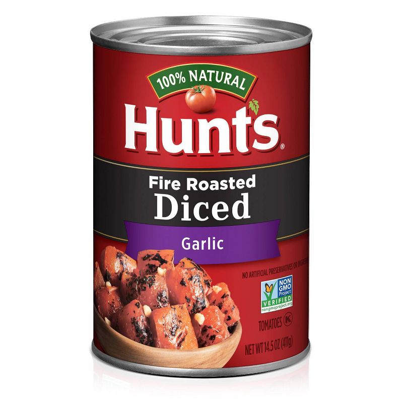 Hunt&#39;s 100% Natural Fire Roasted Diced Garlic Tomatoes - 14.5oz, 1 of 6