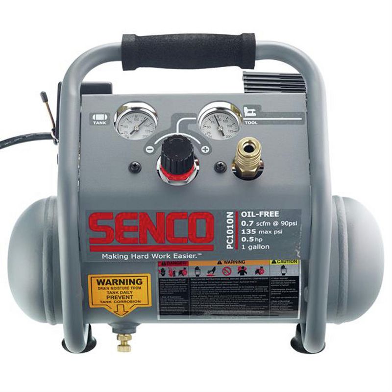 SENCO PC1010NR 0.5 HP 1 Gallon Finish and Trim Oil-Free Hand-Carry Air Compressor Manufacturer Refurbished, 1 of 2