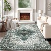 Washable Area Rug, Non-Slip Large Soft Rugs for Living Room, Stain Resistant Ultra-Thin Carpet for Bedroom, Vintage Medallion Indoor Foldable Floral - 2 of 4