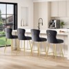 APRILSOUL26.00"Bar Stools Set of 2, Velvet Counter Height Bar Stools with Metal Legs, Button Tufted and Nailheads Trim - 3 of 4