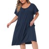 Agnes Orinda Women's Plus Size Short Sleeve Scoop Neck Soft with Pockets Nightgowns - 2 of 4
