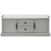 YOOCOZZ Solid Wood Storage Shoe Bench with Removable Cushion,2 Cabinets and 2 Drawers - 2 of 4