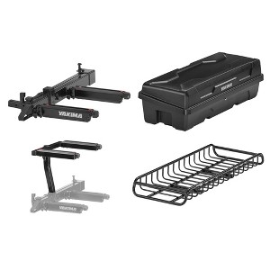 Yakima EXO SwingBase Hitch Rack Bundled with EXO GearLocker Rooftop Box, EXO TopShelf Hitch Base Rack Storage, and EXO GearWarrior Basket Mount, Black - 1 of 4
