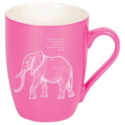 Elanze Designs 10 Ounce Ceramic Decorative Laser Engraved Giftable Novelty Tea Coffee Cup Mug Princess Pink Elephant Protection Strength Loyalty