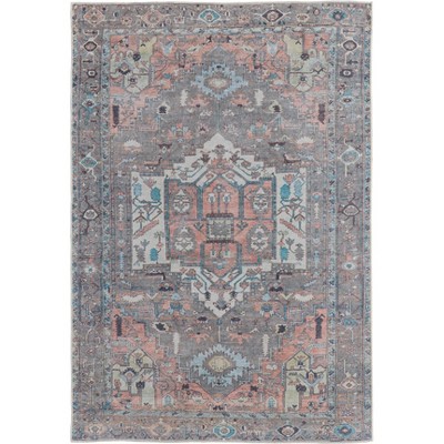 Percy Transitional Medallion Taupe/Red/Brown Area Rug