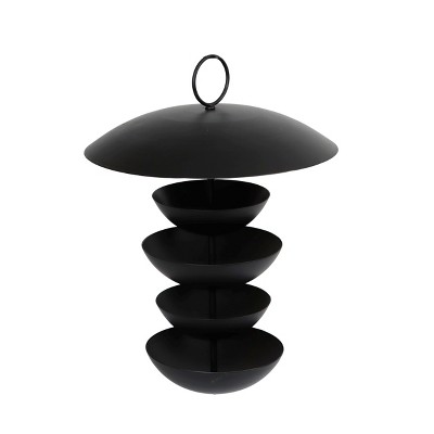 Transpac Metal 16 in. Black Hanging Bird Feeder