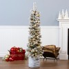National Tree Company Pre-Lit Pencil Snowy Methow Hinged Artificial Christmas Entrance Tree Warm White LED Lights - 2 of 3
