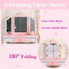 2-in-1 Princess Vanity Set,Princess Makeup Table with Mirror, Stool, Tri-Folding Mirror & Drawer - 4 of 4