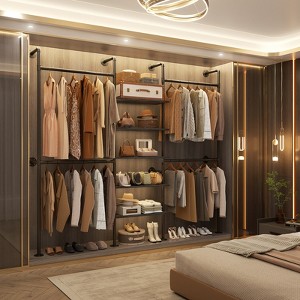 Besiost 77-In Heavy-duty Garment Rack with Storage Shelves,Pipe Closet Organizer with 4 Hanging Rods - 1 of 4