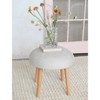 Storied Home Tufted Fabric Upholstered Stool with Beech Wood Legs - 3 of 3