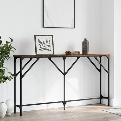 vidaXL Console Table Brown Oak 55.1 in.x9.1 in.x29.5 in. Engineered Wood