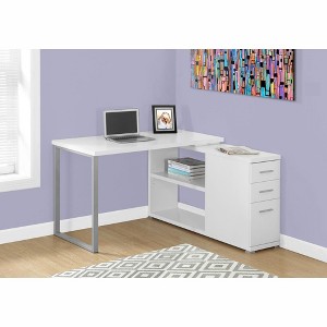 PAGED Simple Modern Wooden Computer Desk, L Shaped Home Office Desk with 3 Storage Drawers, 2 Open Shelves for Office, Study - 1 of 4