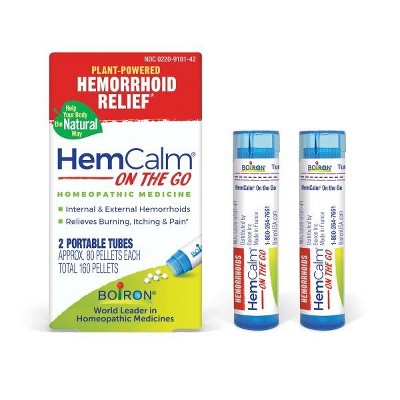 HemCalm On the Go by Boiron Homeopathic Medicine for Hemorrhoid Relief  -  2 Tubes Pellet