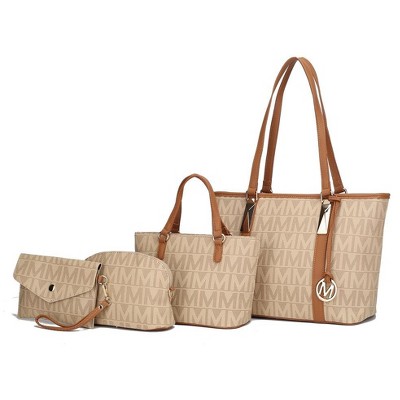 MKF Collection Marimar  M Signature Vegan Leather Women’s Tote – 4 Pcs set Handbag by Mia K