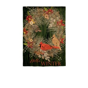 Evergreen Hello Winter Moire Garden Flag 12 x 18 Inches Indoor Outdoor Decor - 1 of 4