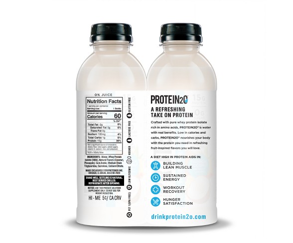Protein2O Protein Infused Water - Tropical Coconut - 16.9 fl oz/4pk Bottles