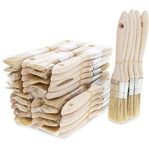Juvale 50 Pack Wooden Chip Brushes, 1 Inch Paint Brush Set for Paint, Stains, Varnishes, Glues, and Gesso, Nylon Fur Brush, Wooden Handle, 7 x 1 In - 1 of 4